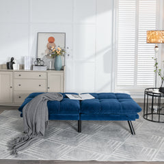 HAOYYE Navy Blue Convertible Folding Modern Sofa Bed Sturdy Space-Saving Heavy Duty Modern Design for Adults Dorm Room Easy Assembly Bedroom Furniture