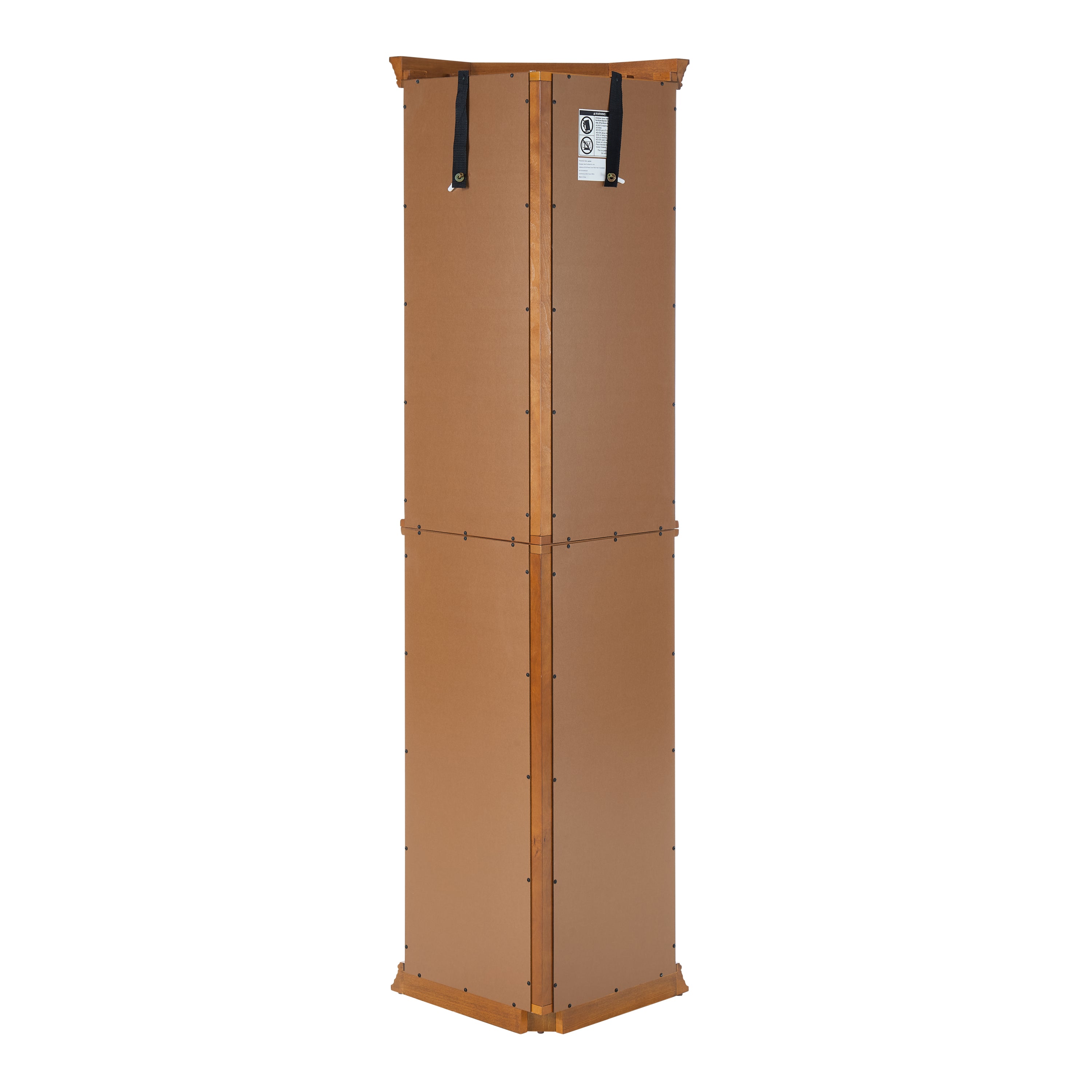HAOYYE Corner Curio Cabinet with Lights, Adjustable Tempered Glass Shelves, Mirrored Back, Display Cabinet,Oak (E26 light bulb not included) Sturdy Space-Saving Heavy Duty Modern Design Adults Dorm Room