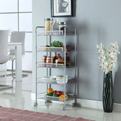 HAOYYE Honeycomb Mesh Style Five-Layer Removable Storage Cart, Silver, Premium Quality with Luxury Design, Versatile Storage Solution for Home, Office, or Bathroom, Comfortable and Decorative with Soft Cozy Warm Fleece