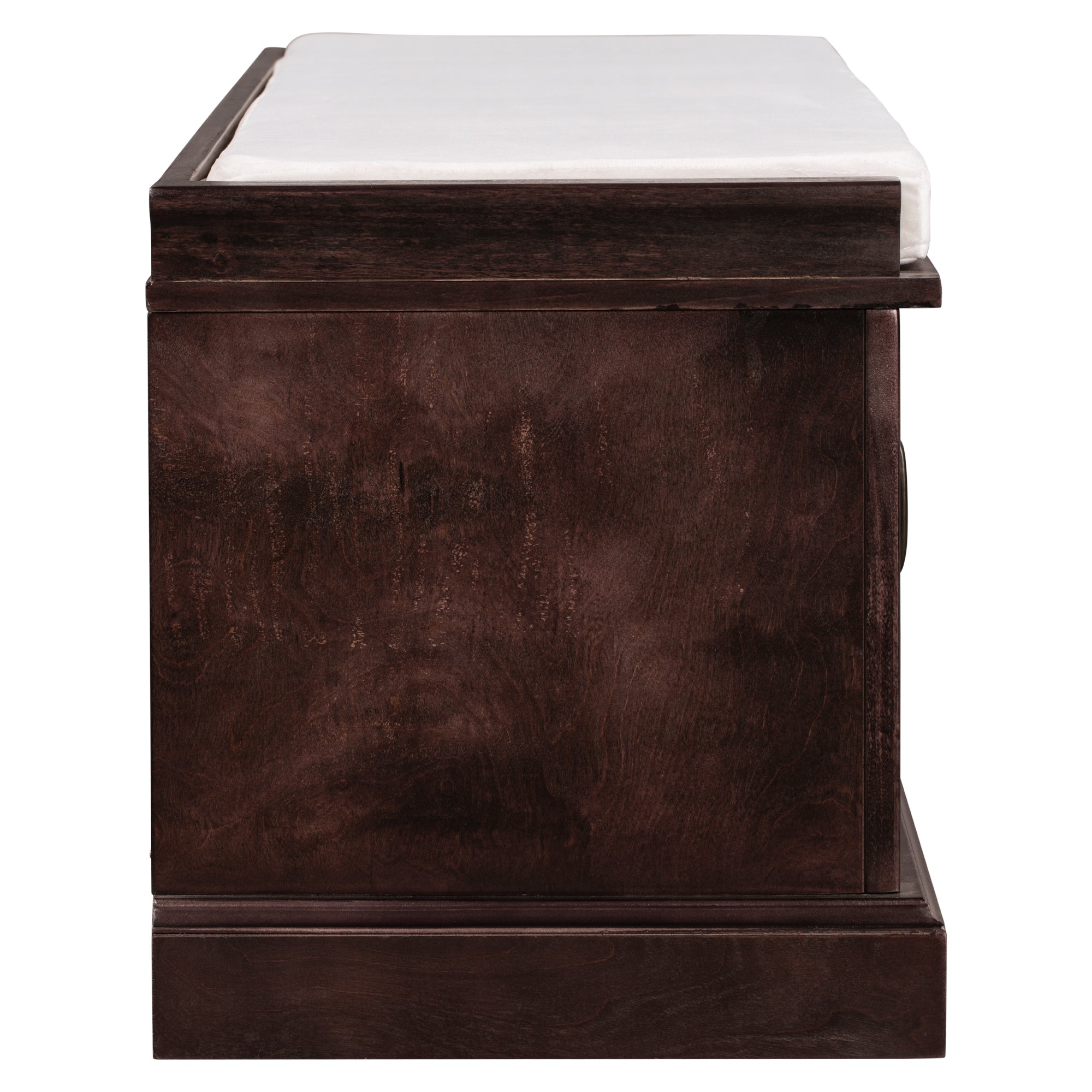 HAOYYE Storage Bench with 2 Drawers and Cabinets, Shoe Bench with Removable Cushion for Living Room, Entryway, Sturdy Space-Saving Heavy Duty Construction, Espresso Finish, Modern Design for Adults and Dorm Rooms