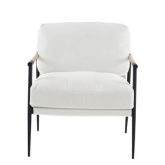 HAOYYE Leisure chair lounge chair velvet White color Sturdy Space-Saving Heavy Duty Modern Design Adults Dorm Room Easy Assembly Bedroom Furniture