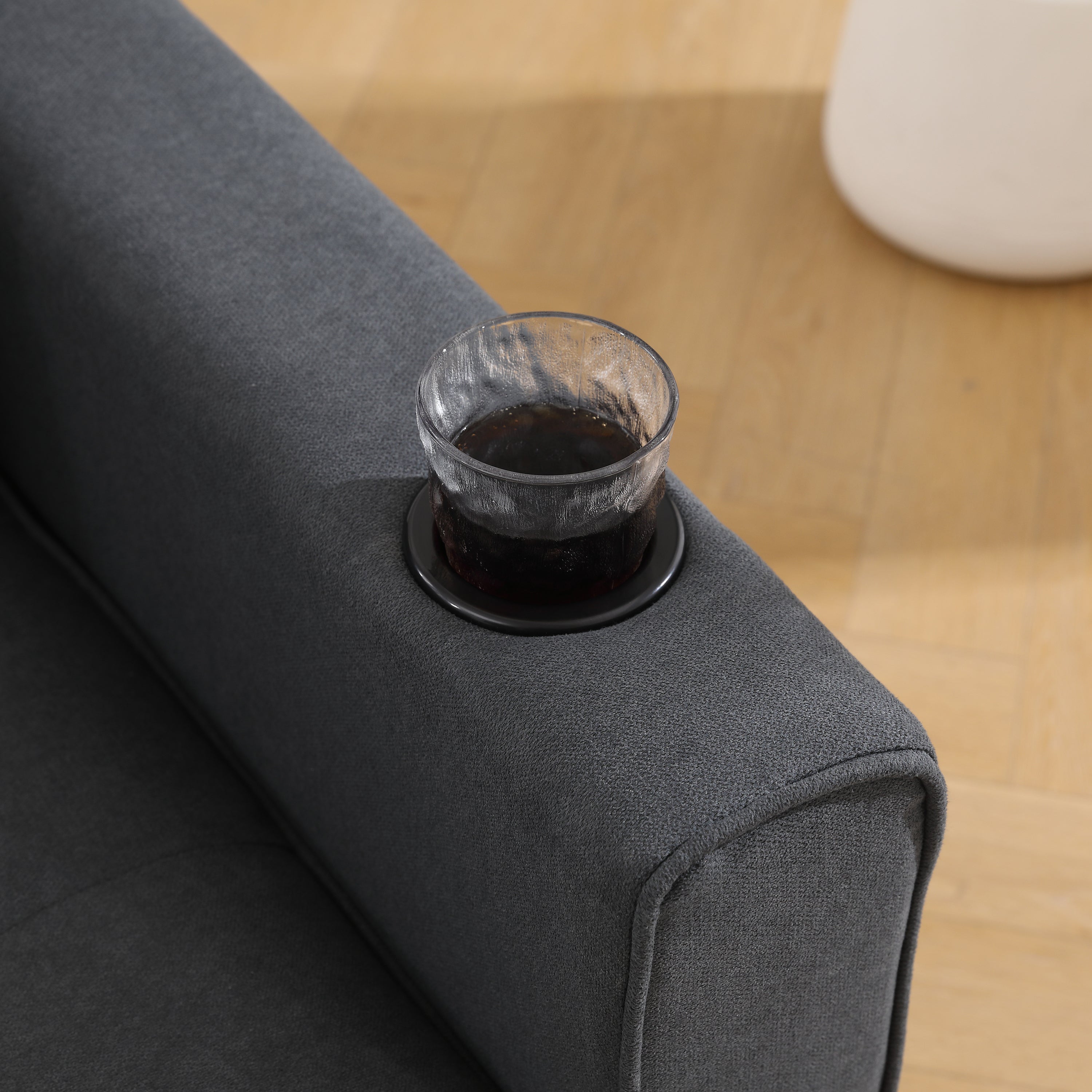 HAOYYE 3-in-1 Upholstered Convertible Futon Sofa Bed, Foldable Tufted Loveseat with Pull-Out Sleeper, Daybed with Side Pockets and Cup Holder, Dark Gray Sturdy Space-Saving Modern Design Easy Assembly