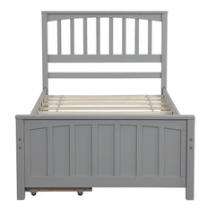 HAOYYE Twin Platform Bed with Two Drawers, Sturdy Space-Saving Heavy Duty Modern Design, Gray, Ideal for Adults and Dorm Rooms, Easy Assembly, Contemporary Bedroom Furniture