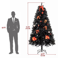 HAOYYE Black Artificial Christmas Tree with 1500 Branch Tips, Durable PVC Branches and Stable Iron Base, Full Lush Holiday Decoration for Home Office Party, Easy Assembly and Elegant Festive Style