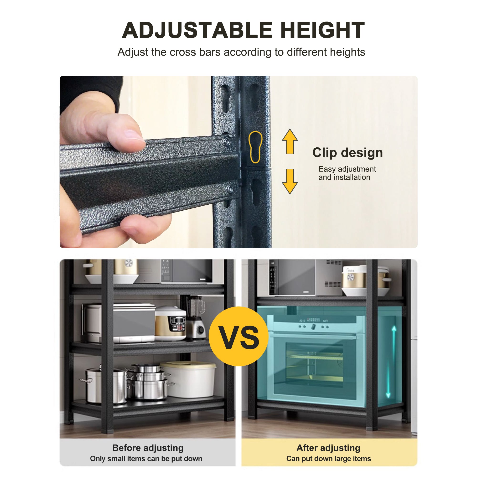 HAOYYE 5-Tier Heavy Duty Metal Shelving Unit, Adjustable Storage Shelves and Rack, Sturdy and Space-Saving Design, Perfect for Kitchen, Garage, Office, and Dorm Room, Modern and Durable Storage Solution