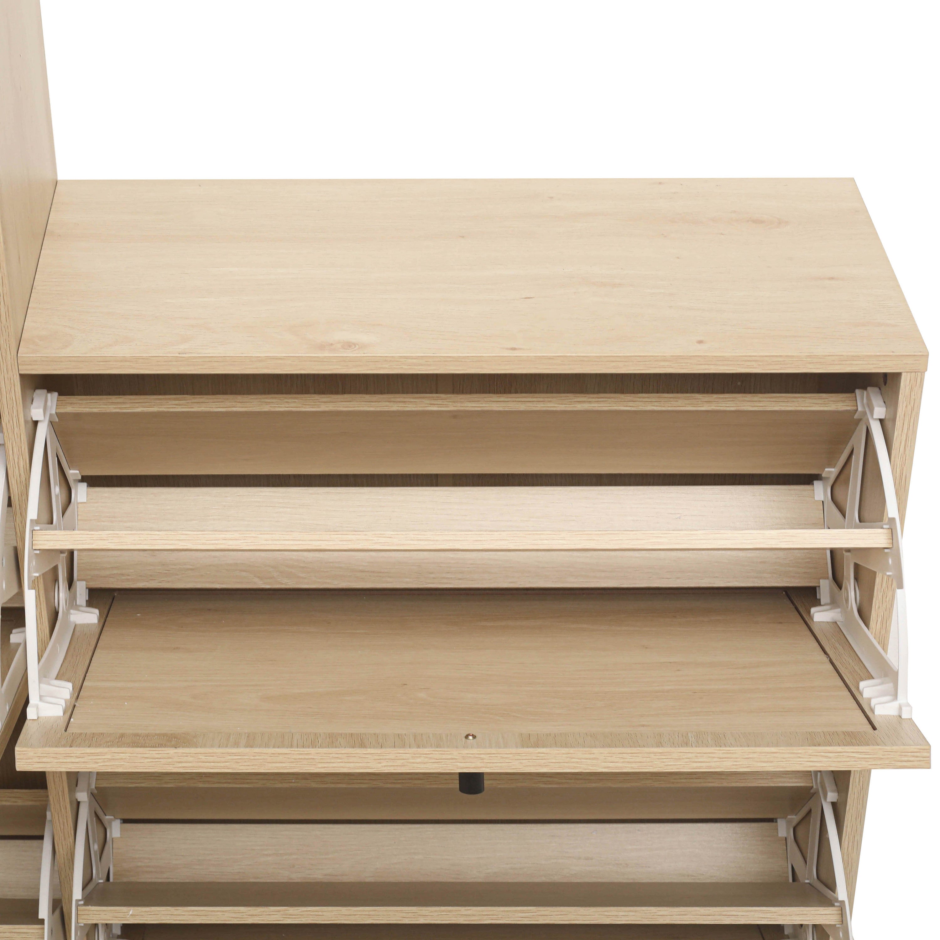 HAOYYE Rattan 5 Door Shoe Rack, Freestanding Modern Shoe Storage Cabinet, for Entryway Sturdy Space-Saving Heavy Duty Modern Design Easy Assembly Durable Stylish Home Furniture Versatile