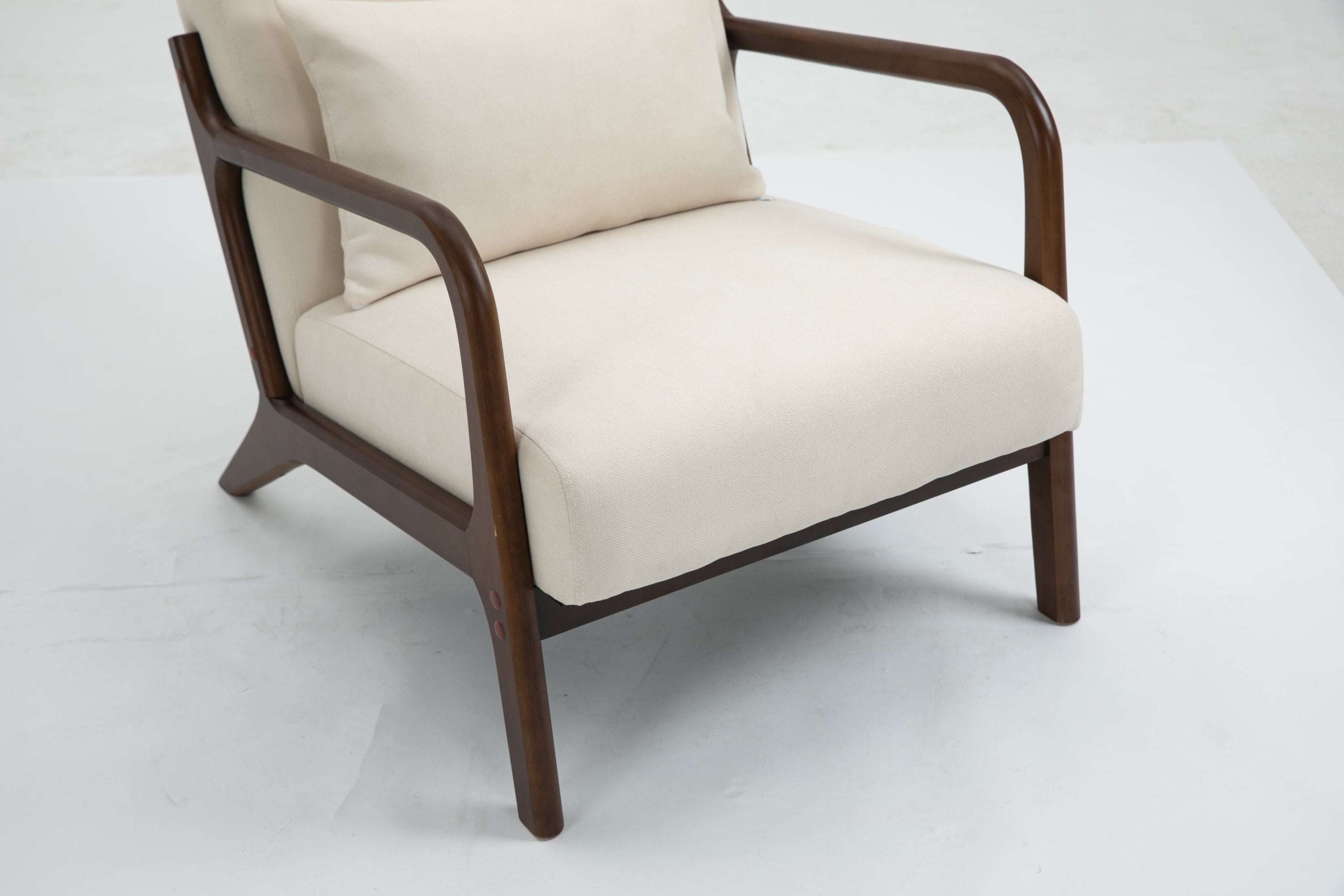 HAOYYE Mid Century Modern Accent Chair with Wood Frame, Upholstered Living Room Chairs with Waist Cushion, Reading Armchair for Bedroom Sunroom Sturdy Space-Saving Heavy Duty Modern Design Adults