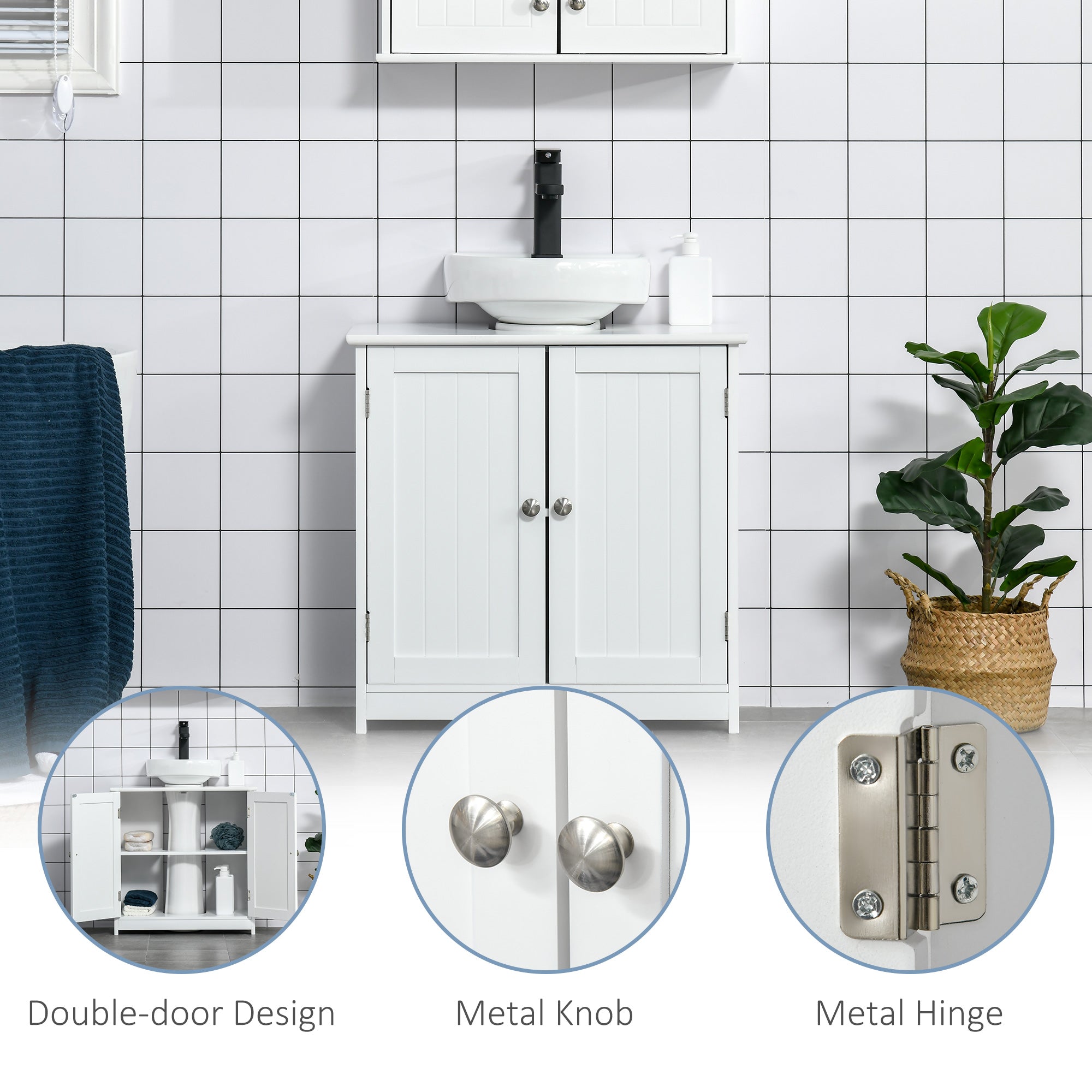 HAOYYE Bathroom Storage Cabinet with Adjustable Shelves and Drawer, Freestanding Floor Cabinet with Door, Slim Modern Organizer for Bathroom, Living Room, Entryway, White
