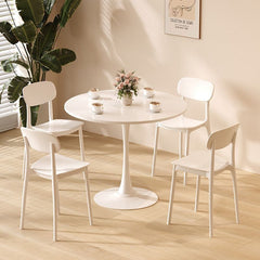 HAOYYE Modern Round Dining Table, White, Versatile Table for Dining Room, Kitchen, Coffee, or Leisure, Sturdy Space-Saving Heavy Duty Design, Ideal for Contemporary Home Décor