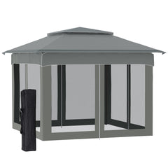 HAOYYE 11ft x 11ft Pop Up Canopy Tent Outdoor Patio Gazebo Shelter with Zippered Mesh Sidewalls Double Roof Vents Carry Bag for Garden Backyard Events