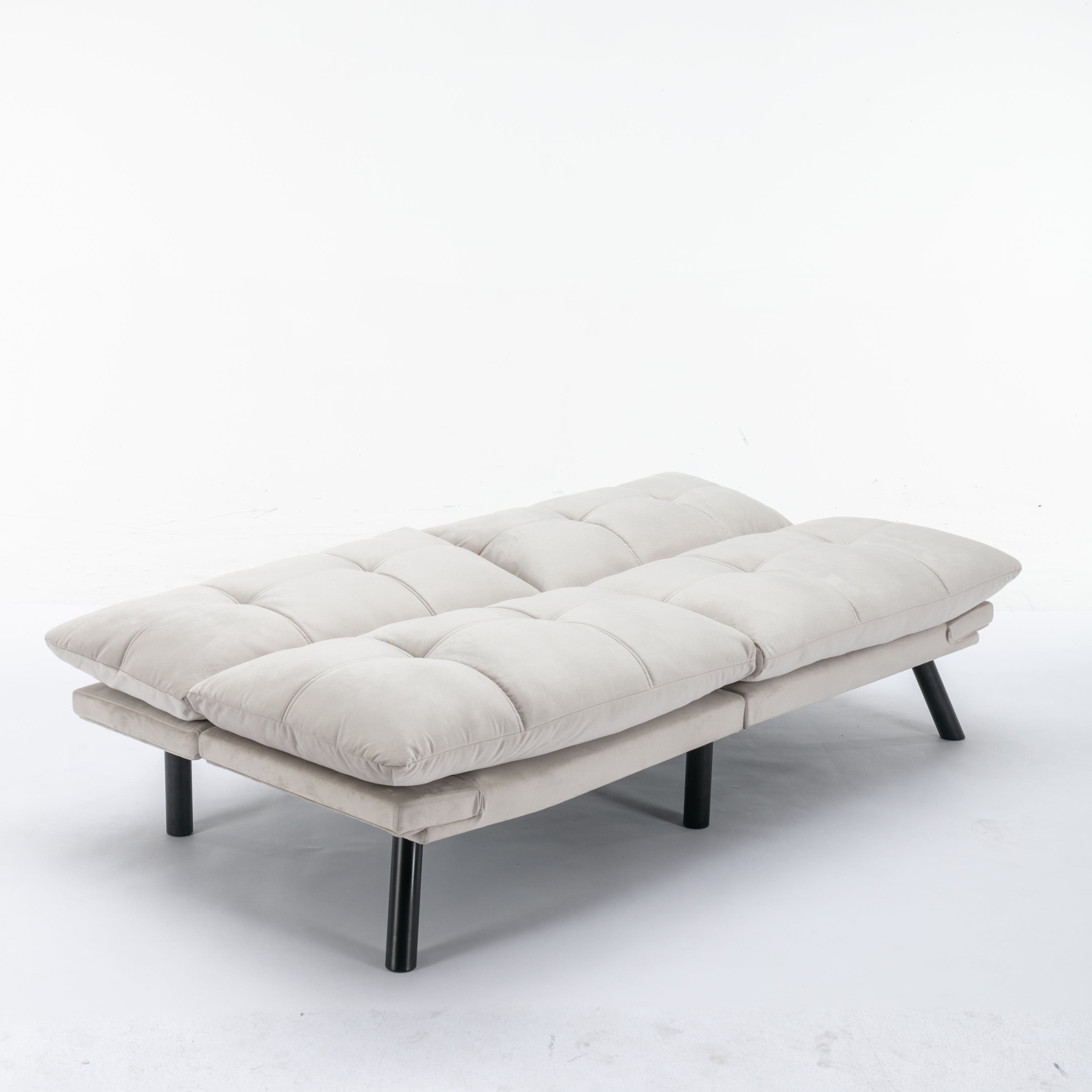 HAOYYE Cream Convertible Folding Modern sofa Bed Sturdy Space-Saving Heavy Duty Modern Design Adults Dorm Room Easy Assembly Bedroom Furniture