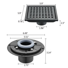 HAOYYE 6 Inch Square Shower Floor Drain Sturdy Space-Saving Heavy Duty Modern Design Adults Dorm Room Easy Assembly Bedroom Furniture