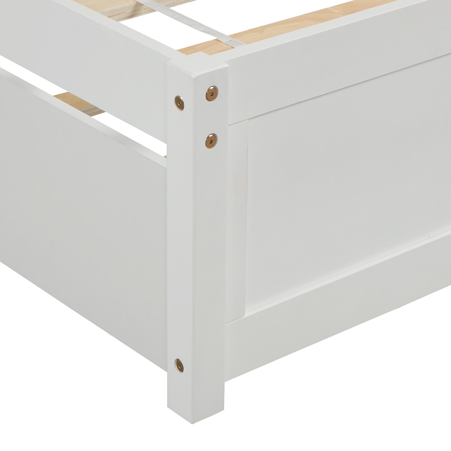 HAOYYE Twin size Platform Bed Wood Bed Frame with Trundle, White Sturdy Space-Saving Heavy Duty Modern Design Easy Assembly Durable Stylish Home Furniture Versatile