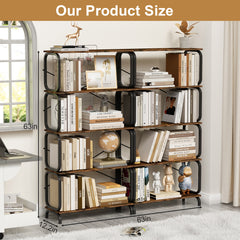 HAOYYE 5 Tier Large Book Shelf, Bookcase Home Office Open Bookshelf,Shelves for Living Room, Office Shelf,Vintage Industrial Style Bookshelf with Metal Frame,Rustic Brown Sturdy Space-Saving Heavy Duty