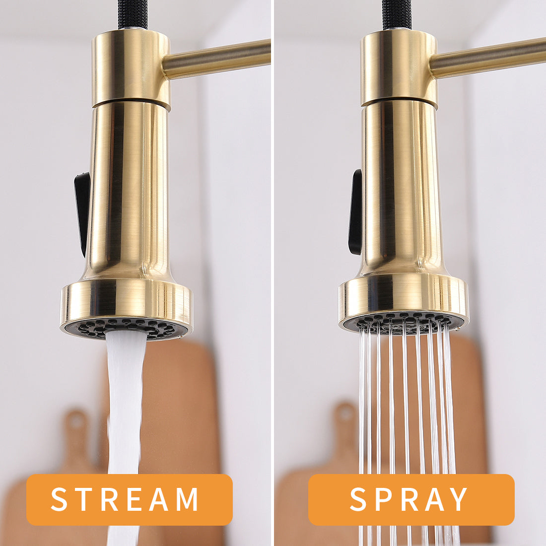 HAOYYE Touchless Kitchen Faucet,Hands Free Automatic Smart Kitchen Faucet Brushed Nickel Gold Smart Kitchen Faucet Sturdy Space-Saving Heavy Duty Modern Design Adults Dorm Room Easy Assembly