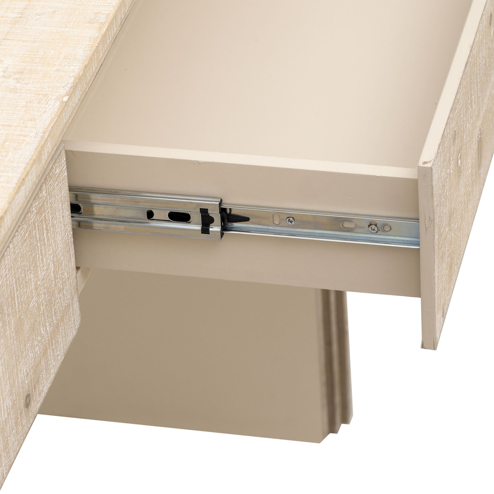 HAOYYE Unique Retro Silhouette Console Table with Open Style, Two Top Drawers for Entrance, Dining Room, Living Room, Natural Wood Wash Finish, Sturdy Space-Saving Heavy Duty Modern Design, Ideal for Adults