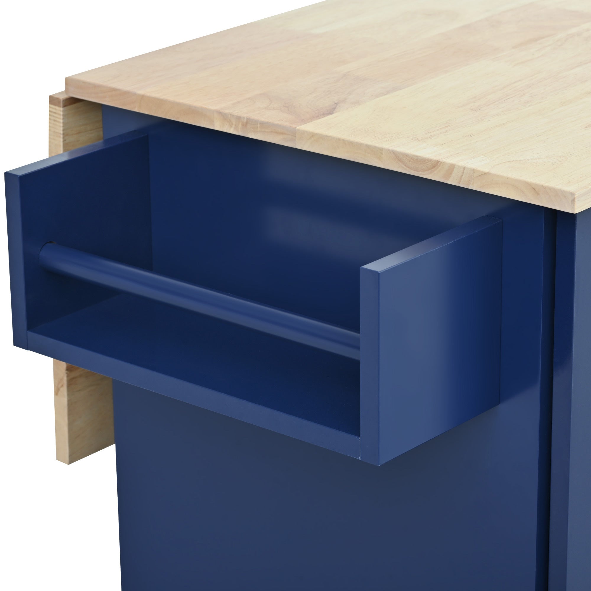 HAOYYE Rolling Mobile Kitchen Island with Drop Leaf - Solid Wood Top, Locking Wheels & Storage Cabinet 52.7 Inch Width(Dark blue) Sturdy Space-Saving Heavy Duty Modern Design Adults Dorm Room
