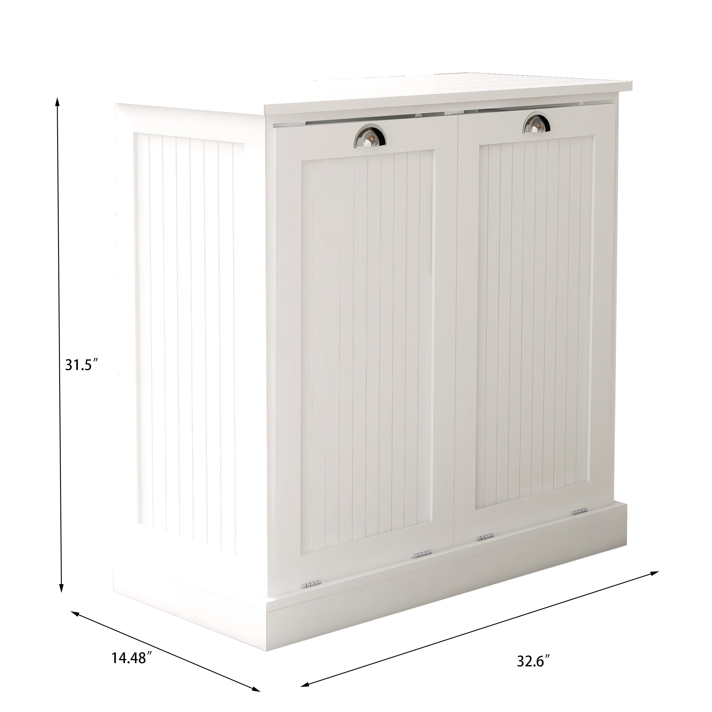 HAOYYE Two-Compartment Tilt-Out Laundry Sorter Cabinet-White Sturdy Space-Saving Heavy Duty Modern Design Easy Assembly Durable Stylish Home Furniture Versatile