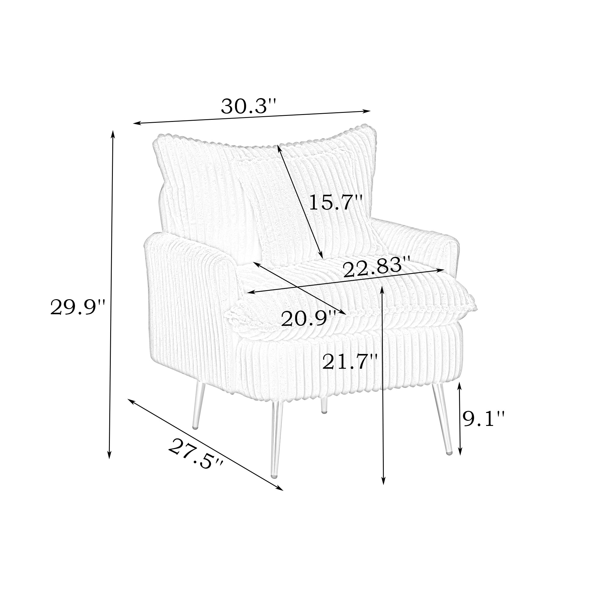 HAOYYE 30.31 inch single chair Fashion sofa, yellow sofa, coarse corduroy fabric, soft and comfortable, suitable for apartment office living room bedroom meeting room Sturdy Space-Saving Heavy Duty