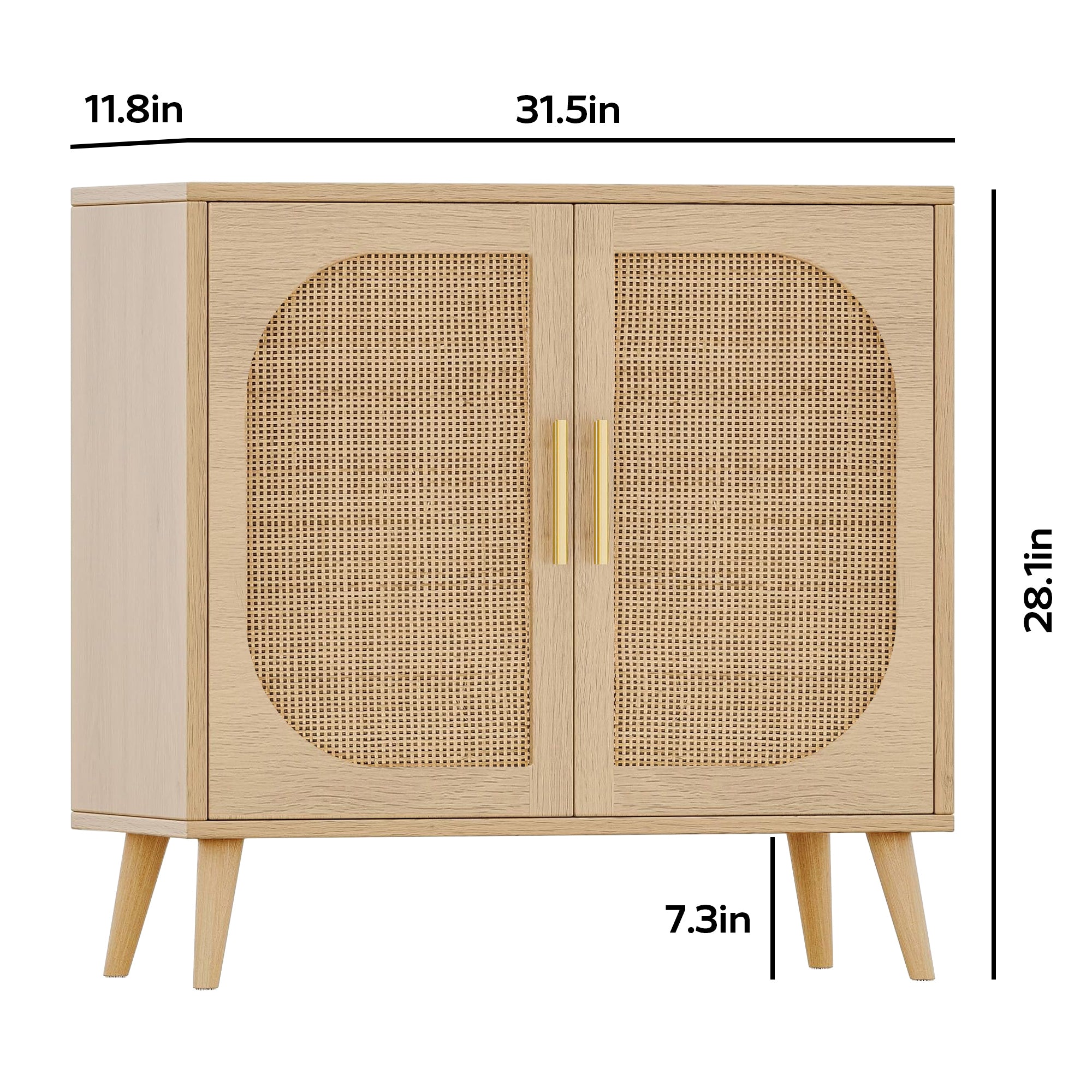 HAOYYE Buffet Cabinet with Storage, Accent Bathroom Floor Cabinet with Two Doors and Four Compartments, Solid Wood Feet, Modern Sideboard for Hallway, Entry, Living Room