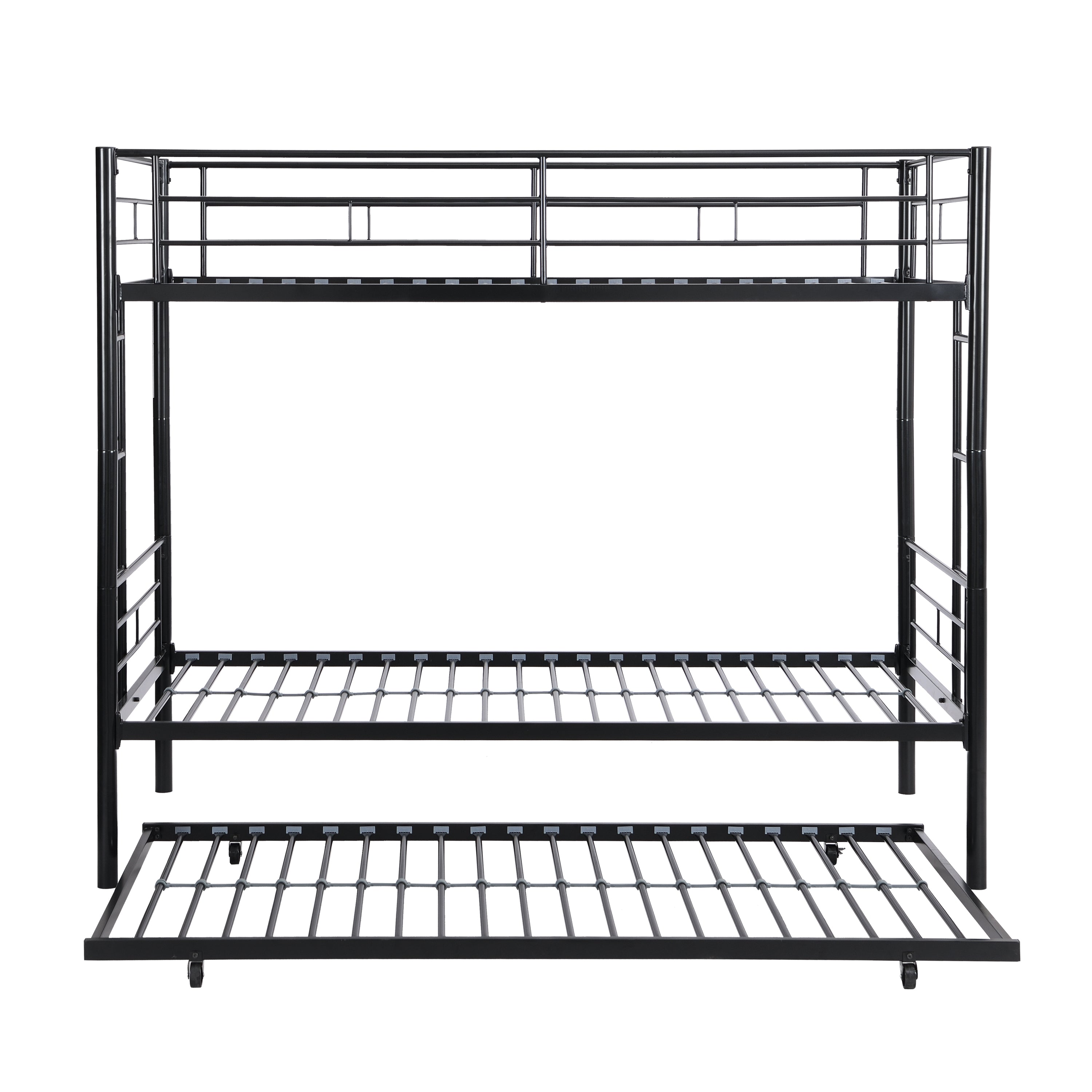 HAOYYE METAL Bunk Bed with trundle Black Sturdy Space-Saving Heavy Duty Modern Design Easy Assembly Durable Stylish Home Furniture Versatile