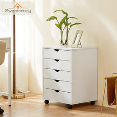 HAOYYE 5-Drawer Mobile Storage Cabinet, Sturdy Wooden Organizer Chest with Wheels, Modern Space-Saving Design, Heavy Duty Construction, Ideal for Office or Dorm Room Furniture
