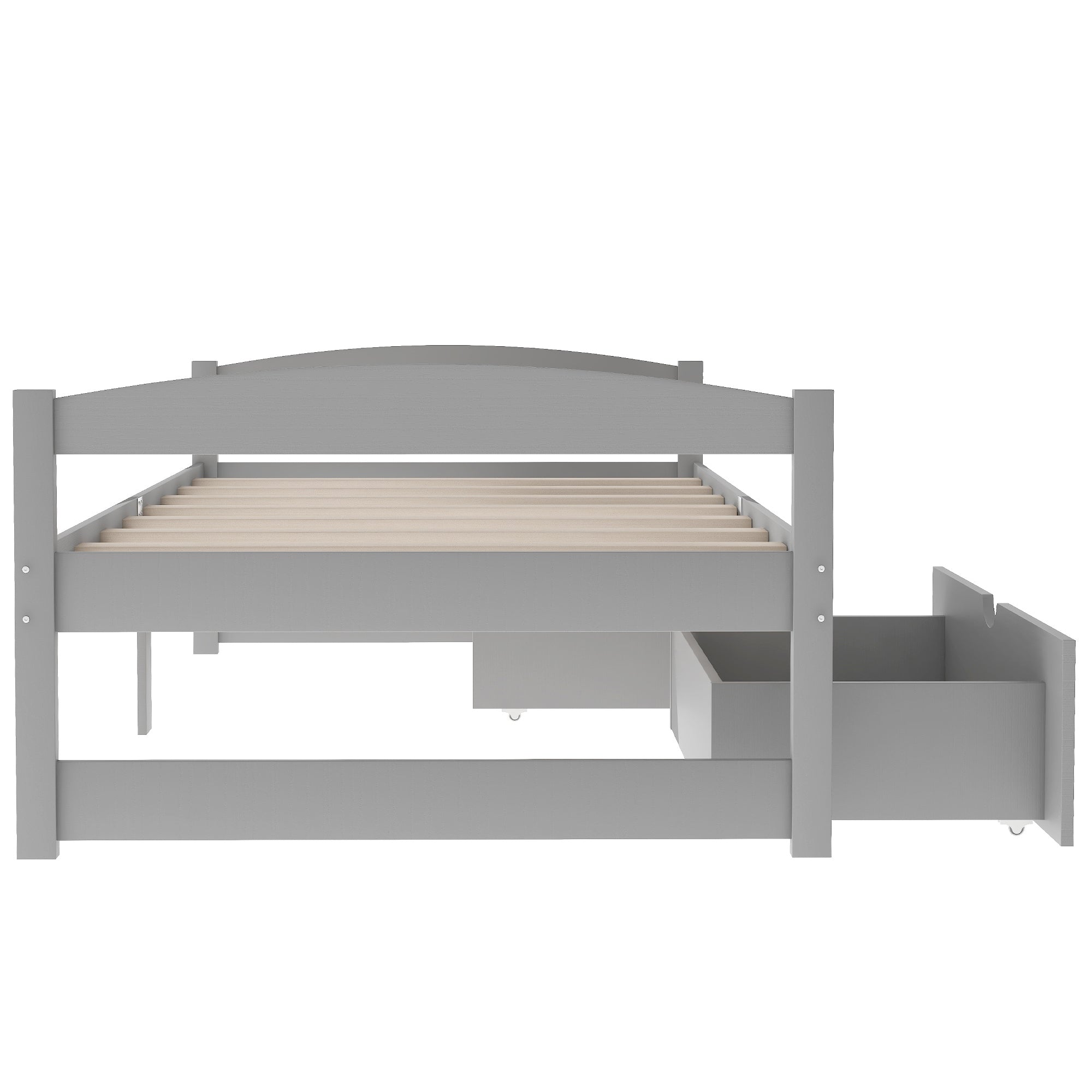 HAOYYE Twin Platform Bed with Two Drawers, Gray, Sturdy Space-Saving Design, Heavy Duty Construction, Easy Assembly, Durable and Stylish Home Furniture