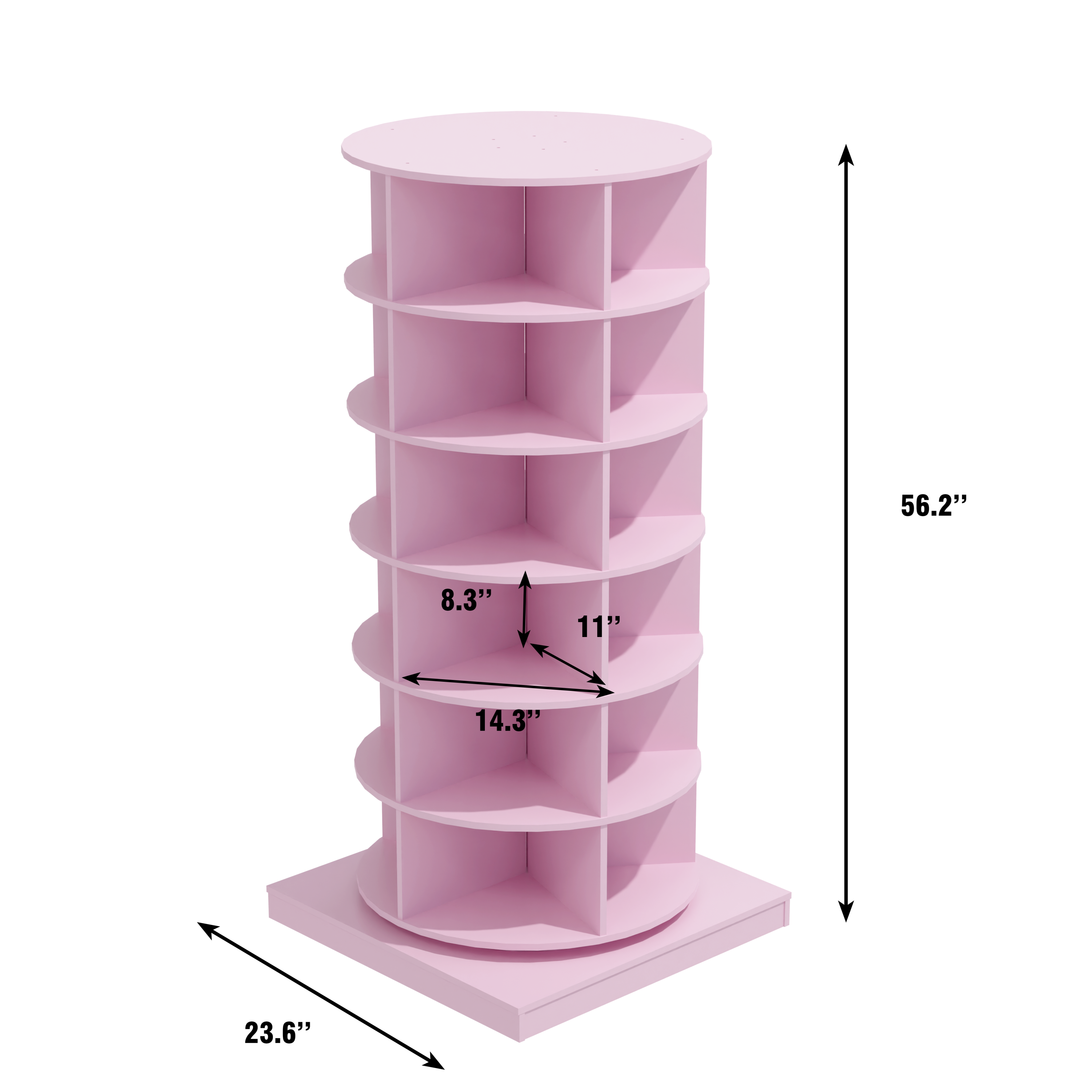 HAOYYE Pink 360 Rotating shoe cabinet 6 layers Sturdy Space-Saving Heavy Duty Modern Design Adults Dorm Room Easy Assembly Bedroom Furniture