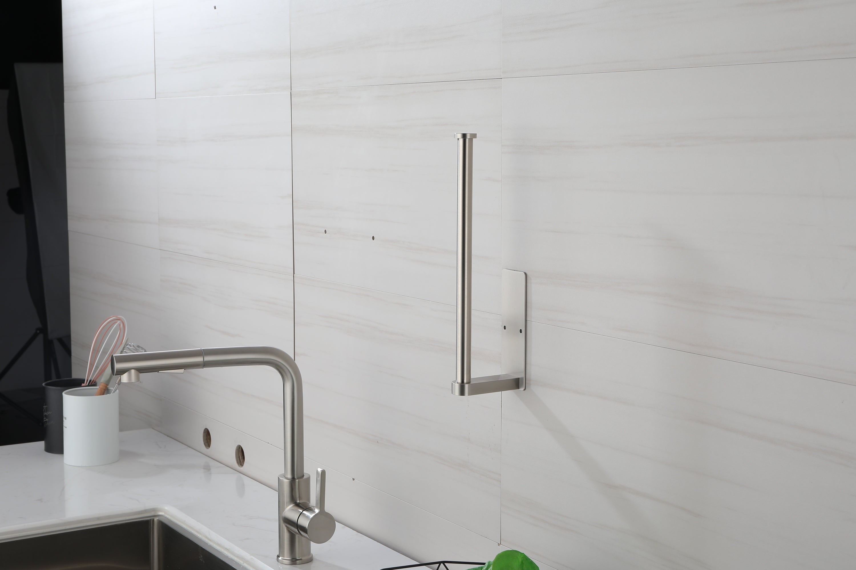Haoyye Paper Towel Holder 2 Pack, 12 Inch Stainless Steel Under Cabinet Mount with Self-Adhesive or Screws, Space-Saving Paper Towel Rack for Kitchen, Bathroom, or Wall Use, Rustproof and Heavy Duty Towel Bar for Rolls or Wraps