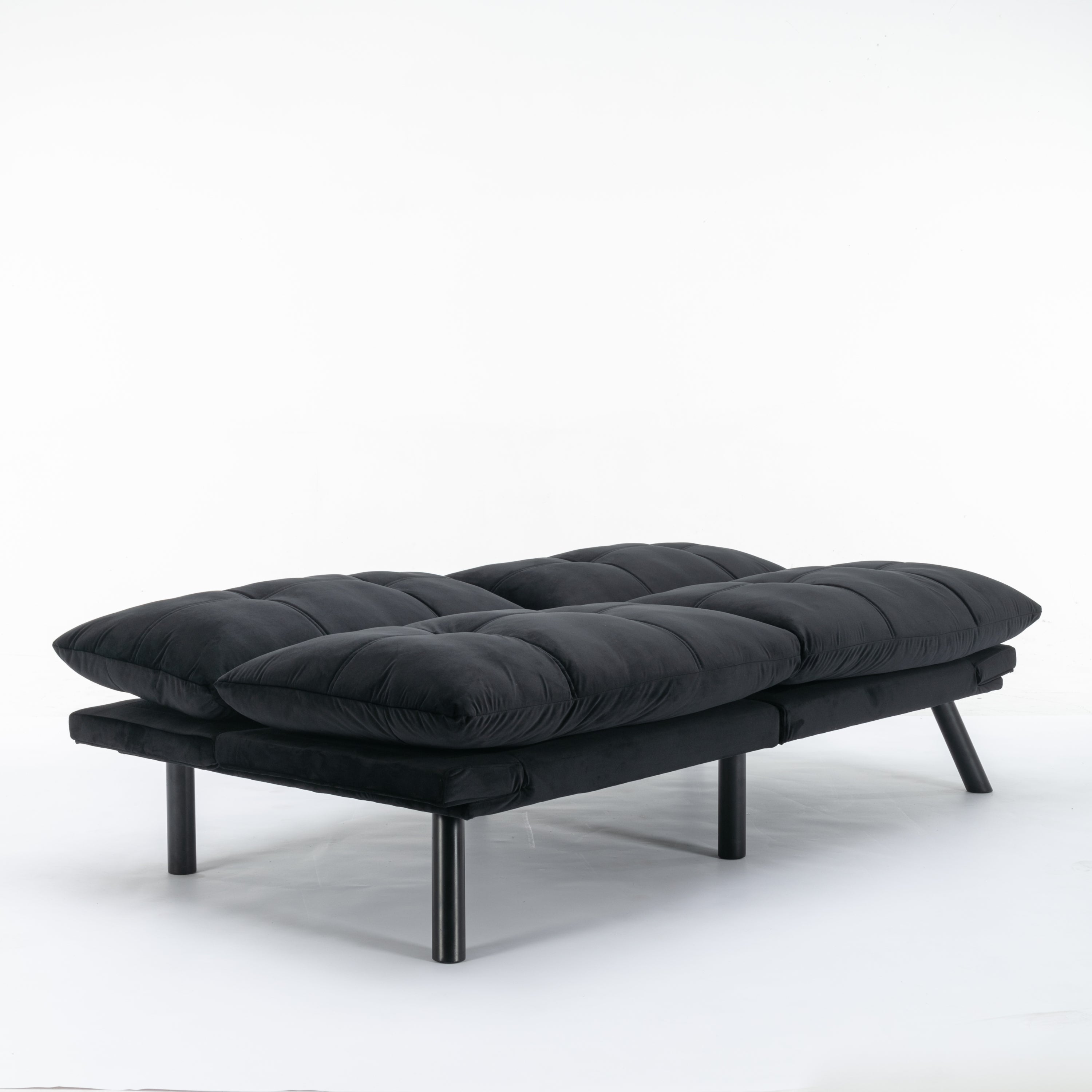 HAOYYE Black Convertible Folding Modern Sofa Bed, Sturdy Space-Saving Heavy Duty Design for Adults Dorm Room Easy Assembly Bedroom Furniture