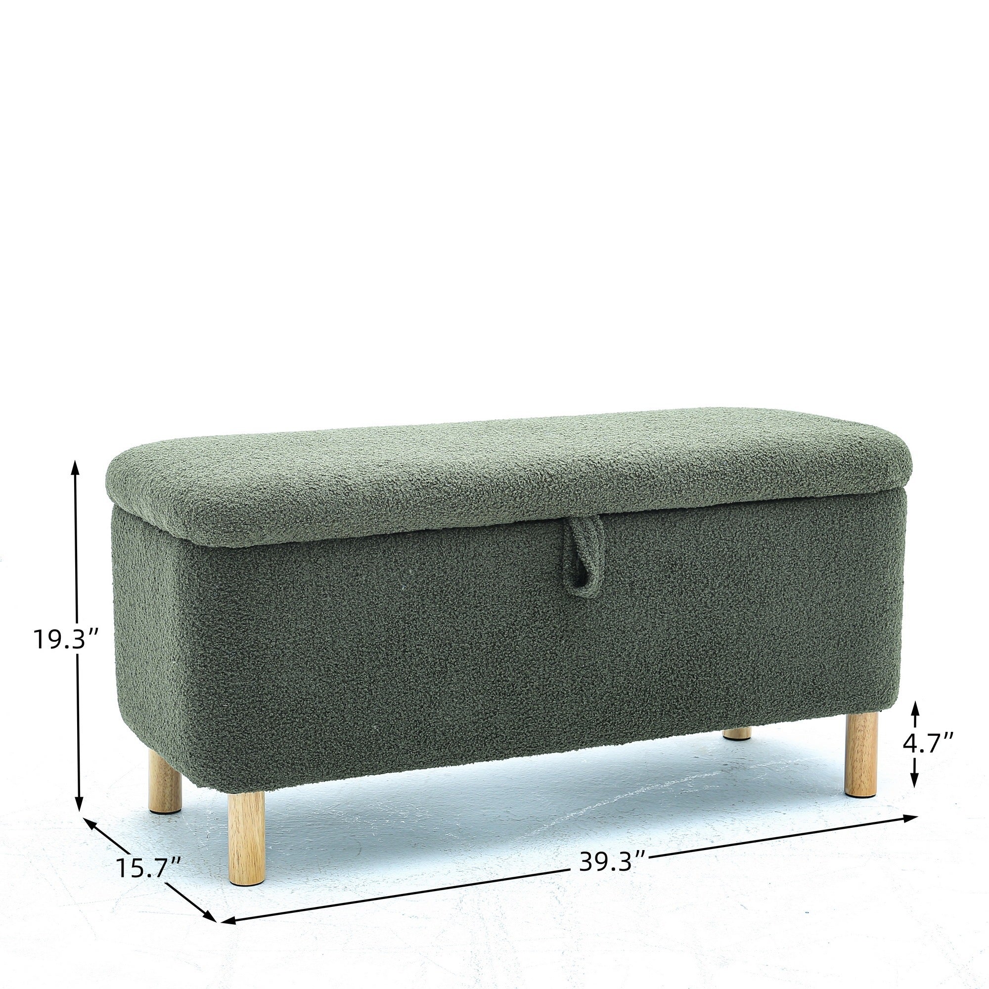HAOYYE Basics Upholstered Storage Ottoman and Entryway Bench GREEN Sturdy Space-Saving Heavy Duty Modern Design Adults Dorm Room Easy Assembly Bedroom Furniture