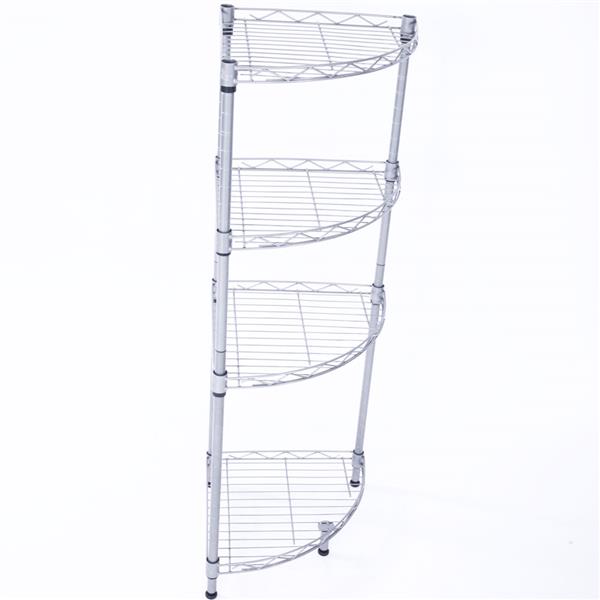 HAOYYE Fan-Shaped Carbon Steel Metal Assembly 4-Tier Storage Rack, Silver Gray, Soft Cozy Warm Flannel Fleece Home Decor, Luxury Comfortable Unique Design, Premium Quality Decorative Storage Unit for Living Room or Office