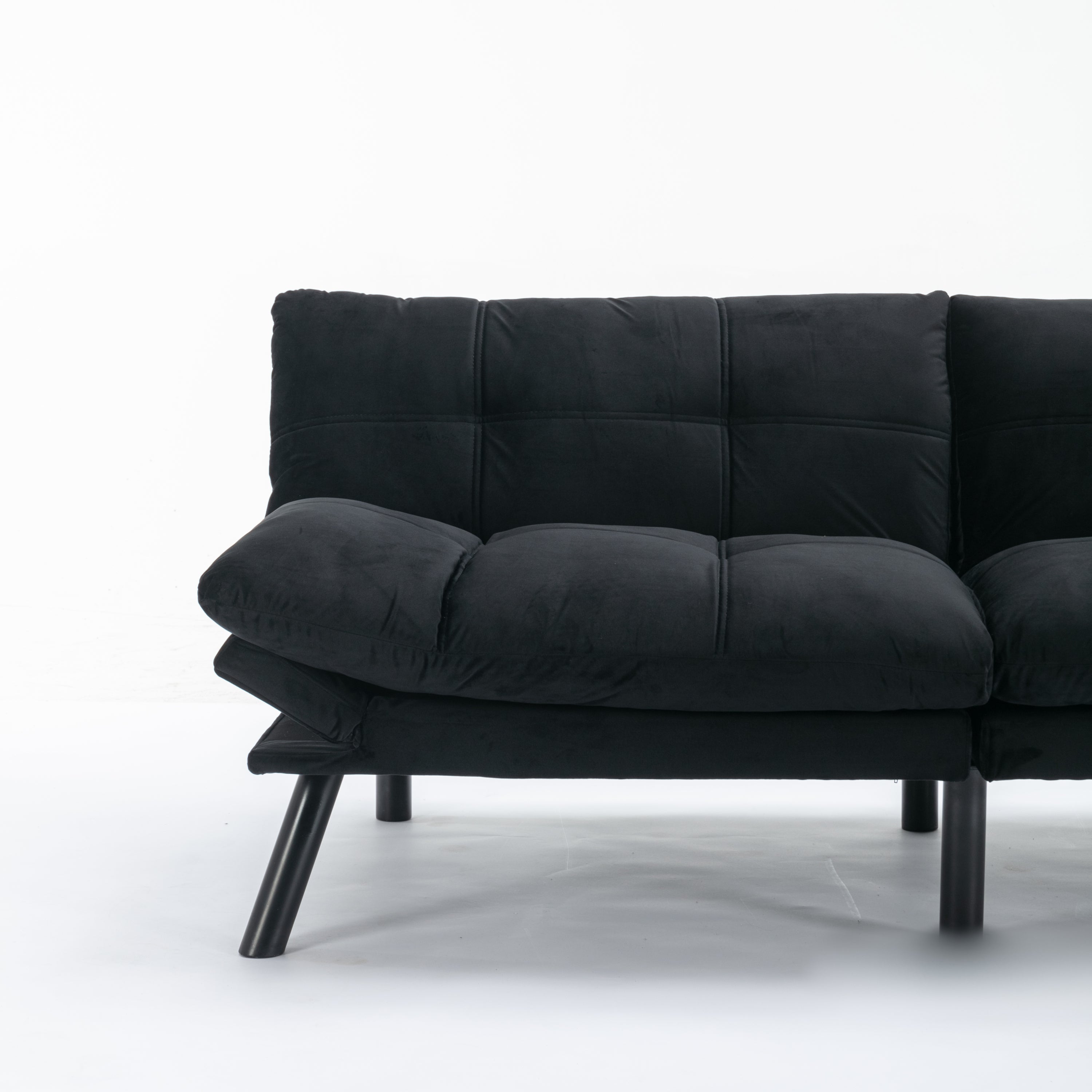 HAOYYE Black Convertible Folding Modern Sofa Bed, Sturdy Space-Saving Heavy Duty Design for Adults Dorm Room Easy Assembly Bedroom Furniture
