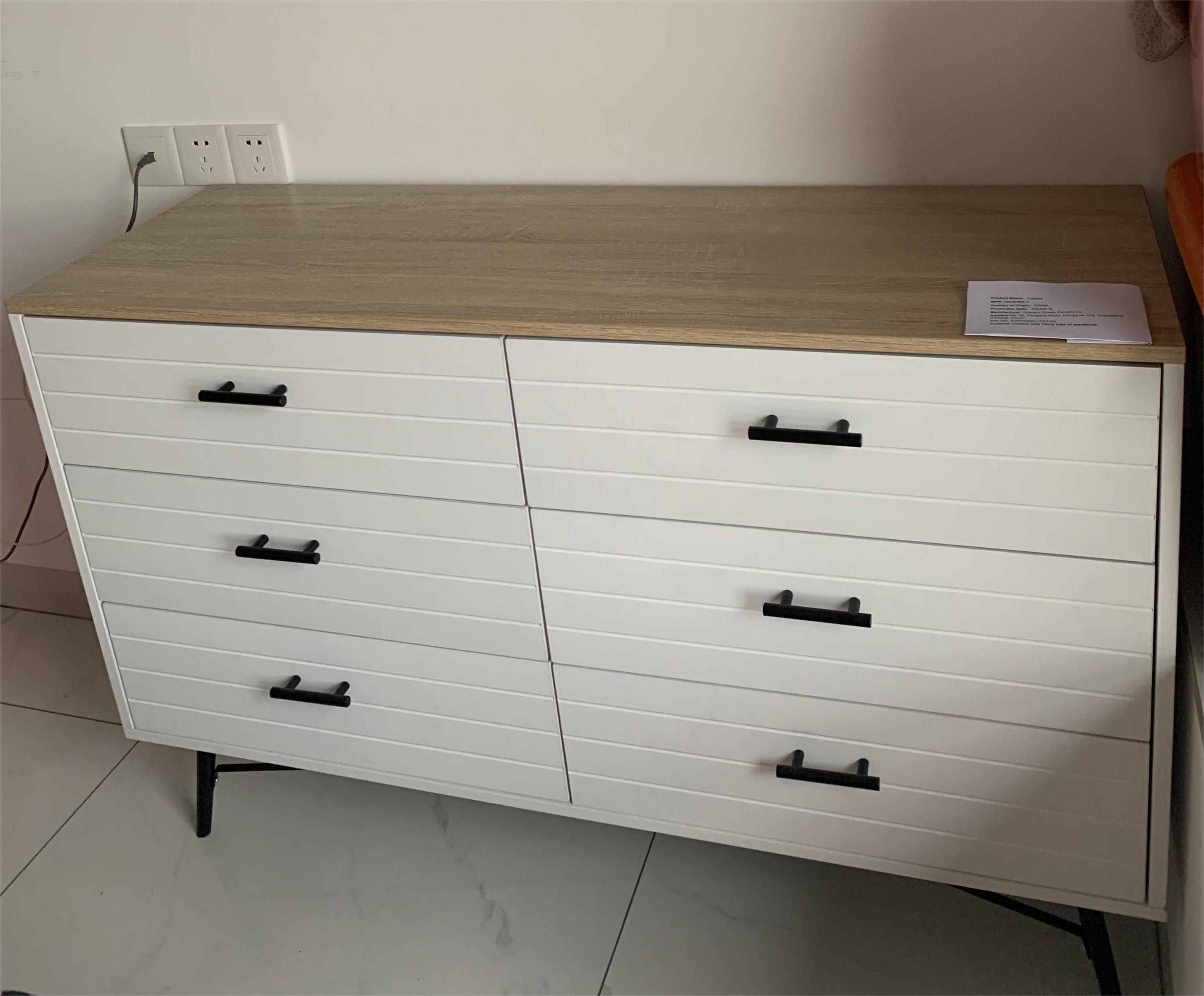 HAOYYE Modern 6-Drawer Dresser for Bedroom, Sturdy White & Oak Wood Chest of Drawers, Deep Storage for Living Room and Closet, Space-Saving Design