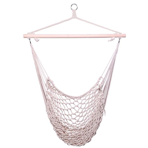 HAOYYE Hanging Rope Hammock Chair Swing for Porch Backyard or Camping Lightweight Cotton Air Sky Chair with Wooden Spreader Bar for Outdoor Relaxation Indoor Balcony Use