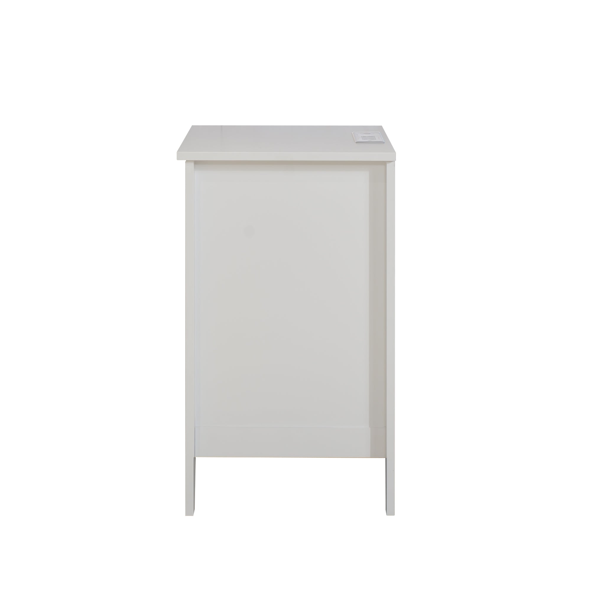 HAOYYE White Nightstand with 3 Drawers, USB Ports & Power Outlets, Wooden Bedside Table/End Table, Modern Design for Bedrooms, Sturdy Space-Saving Heavy Duty Construction, Ideal for Adults