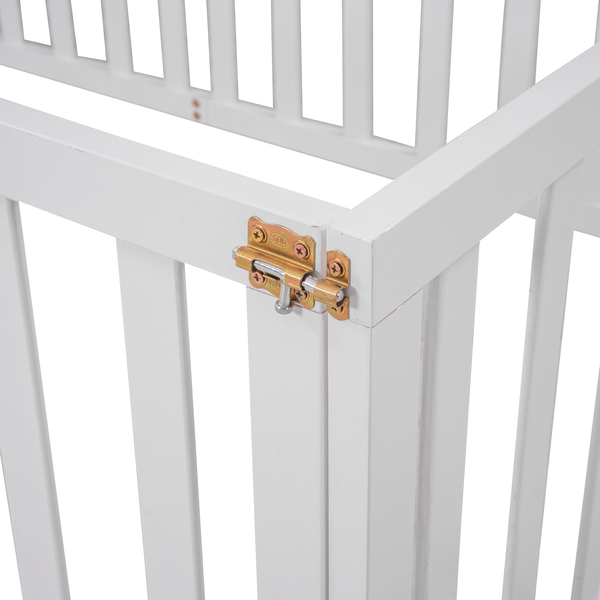 HAOYYE Twin Size Wood Floor Bed Frame with Fence and Door, White(OLD SKU :WF289661AAK) Sturdy Space-Saving Heavy Duty Modern Design Adults Dorm Room Easy Assembly Bedroom Furniture