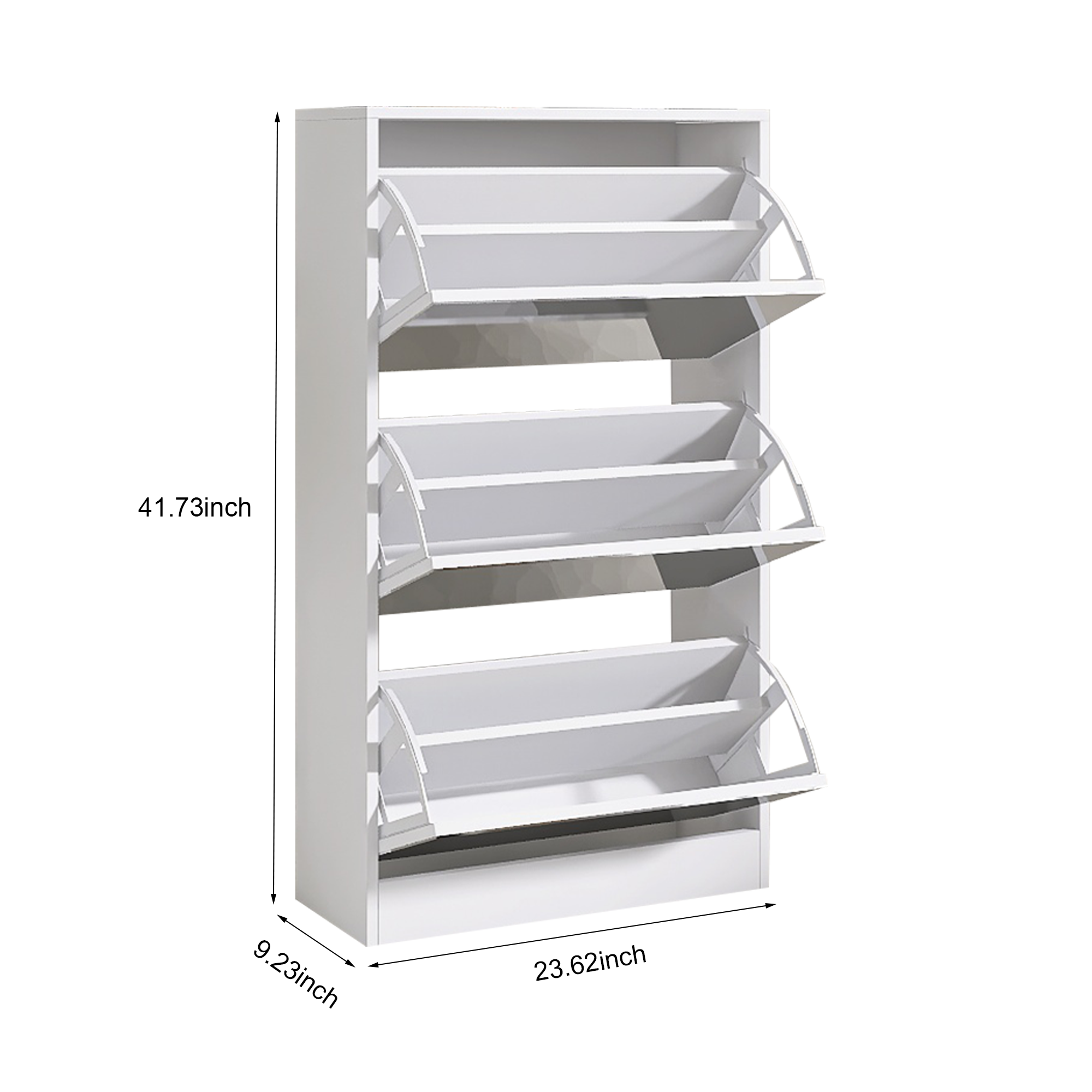 HAOYYE Narrow Shoe Storage Cabinet with Mirror, Wood Slim Shoe Rack 3 Tier Shoe Organizer for Home and Apartment, White Sturdy Space-Saving Heavy Duty Modern Design Adults Dorm Room Easy Assembly