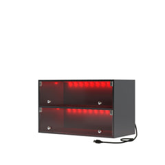Haoyye Black Glass Door Shoe Storage Cabinet with RGB LED Light, Modern Sneaker Display Case with App Control and USB Power, Stackable Organizer for Bedroom or Entryway