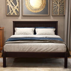 HAOYYE Platform Bed Frame with Headboard, Wood Slat Support, No Box Spring Needed,Twin, Espresso(OLD SKU:WF191418AAP) Sturdy Space-Saving Heavy Duty Modern Design Adults Dorm Room Easy Assembly