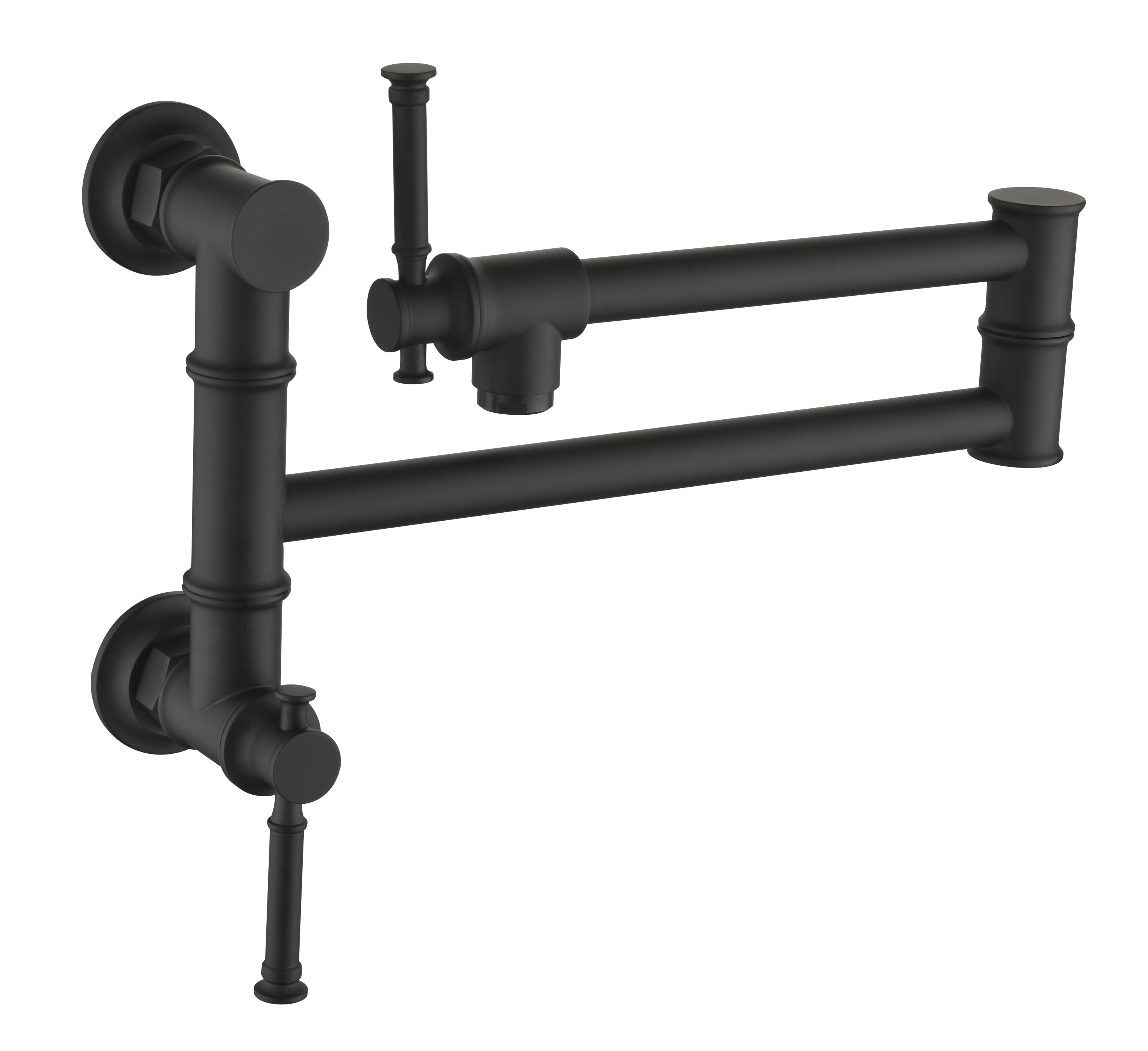 HAOYYE Wall mounted Pot Filler Faucet, Modern Brass Pot Filler Two-Attachment Wall Mount Folding Kitchen Pot Filler Swing Arm Sturdy Space-Saving Heavy Duty Modern Design Adults Dorm Room Easy Assembly