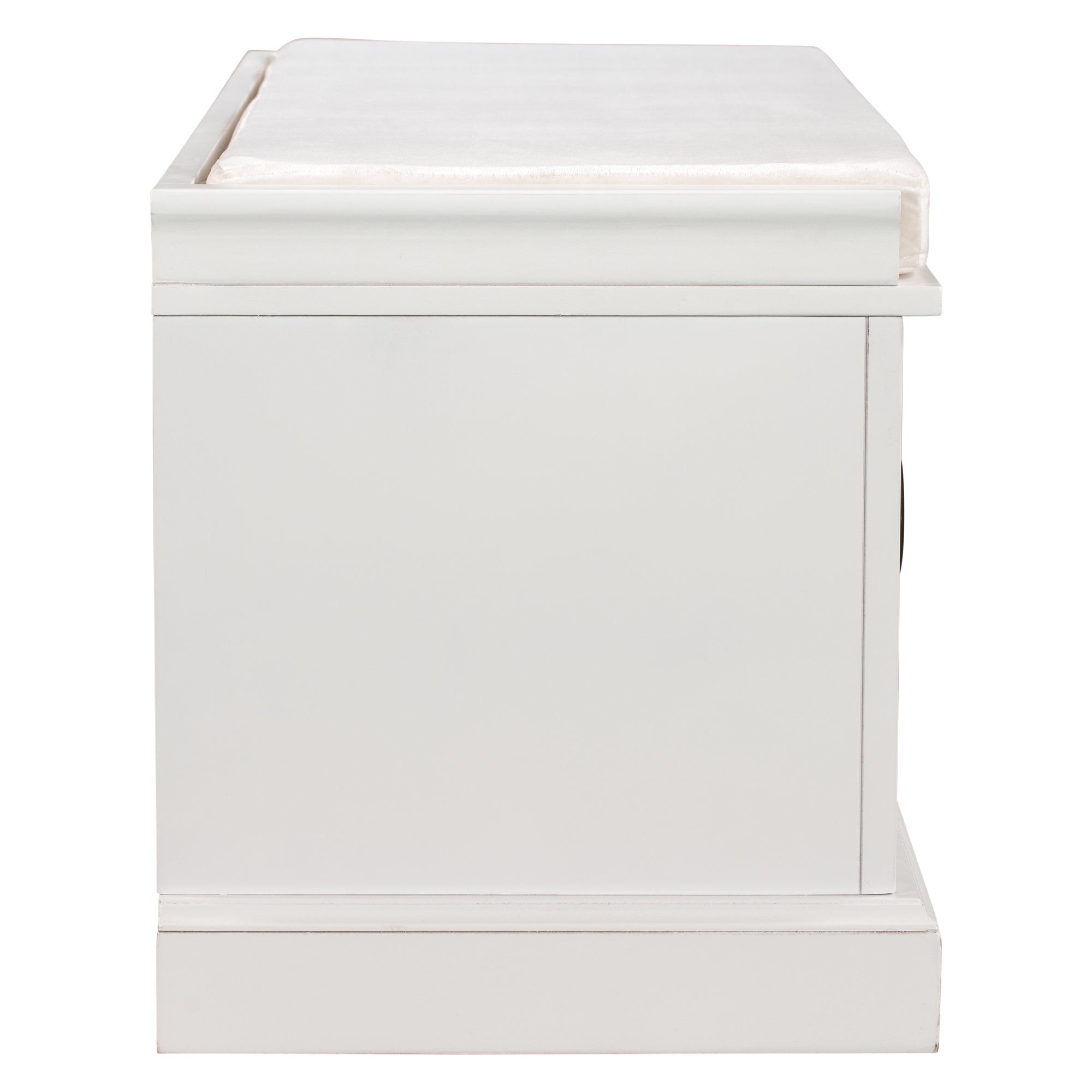 HAOYYE Storage Bench with 2 Drawers and Cabinets, Shoe Bench with Removable Cushion for Living Room, Entryway, Sturdy Space-Saving Heavy Duty Modern Design, White, Easy Assembly for Adults and Dorm Rooms