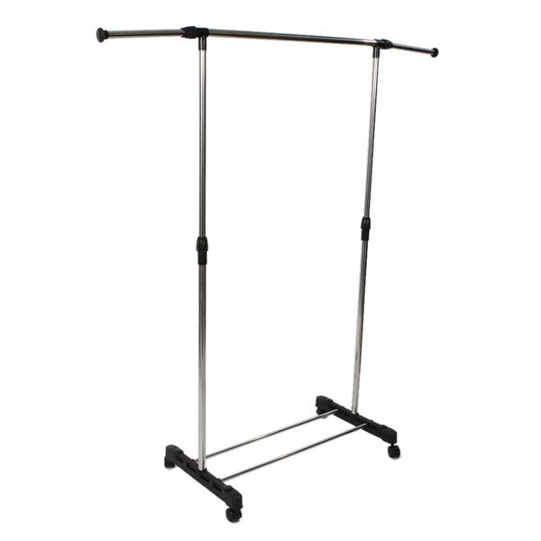 HAOYYE Single-Bar Vertically Stretching Clothes Rack with Shoe Shelf, Durable Silver Stand, Space-Saving Organizer, Modern Storage Solution for Bedroom or Closetsign Versatile Use Premium Quality Stylish Look Home Essentia