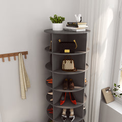 HAOYYE New 360 gray rotating shoe cabinet with 7 layers can accommodate up to 28 Paris shoes Sturdy Space-Saving Heavy Duty Modern Design Adults Dorm Room Easy Assembly Bedroom Furniture