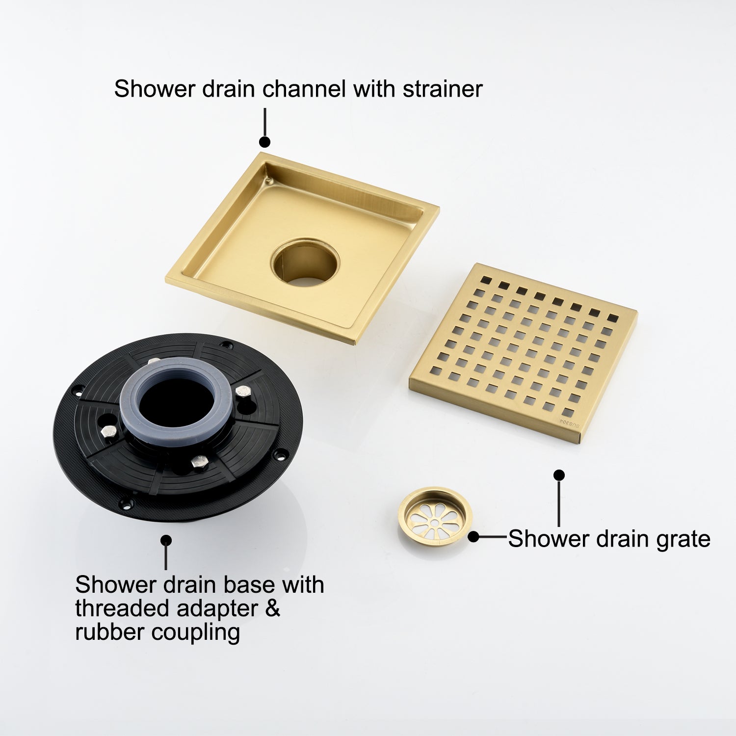 HAOYYE 6 Inch Square Shower Floor Drain Sturdy Space-Saving Heavy Duty Modern Design Adults Dorm Room Easy Assembly Bedroom Furniture