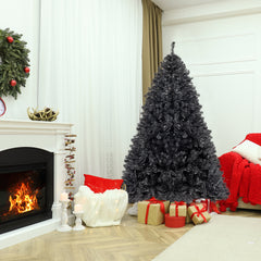 HAOYYE Black Christmas Tree Artificial PVC Holiday Decoration Tree with 1050 Realistic Branch Tips Stable Metal Base Easy Assembly Flame-Resistant for Home Office Indoor Winter Holiday Display