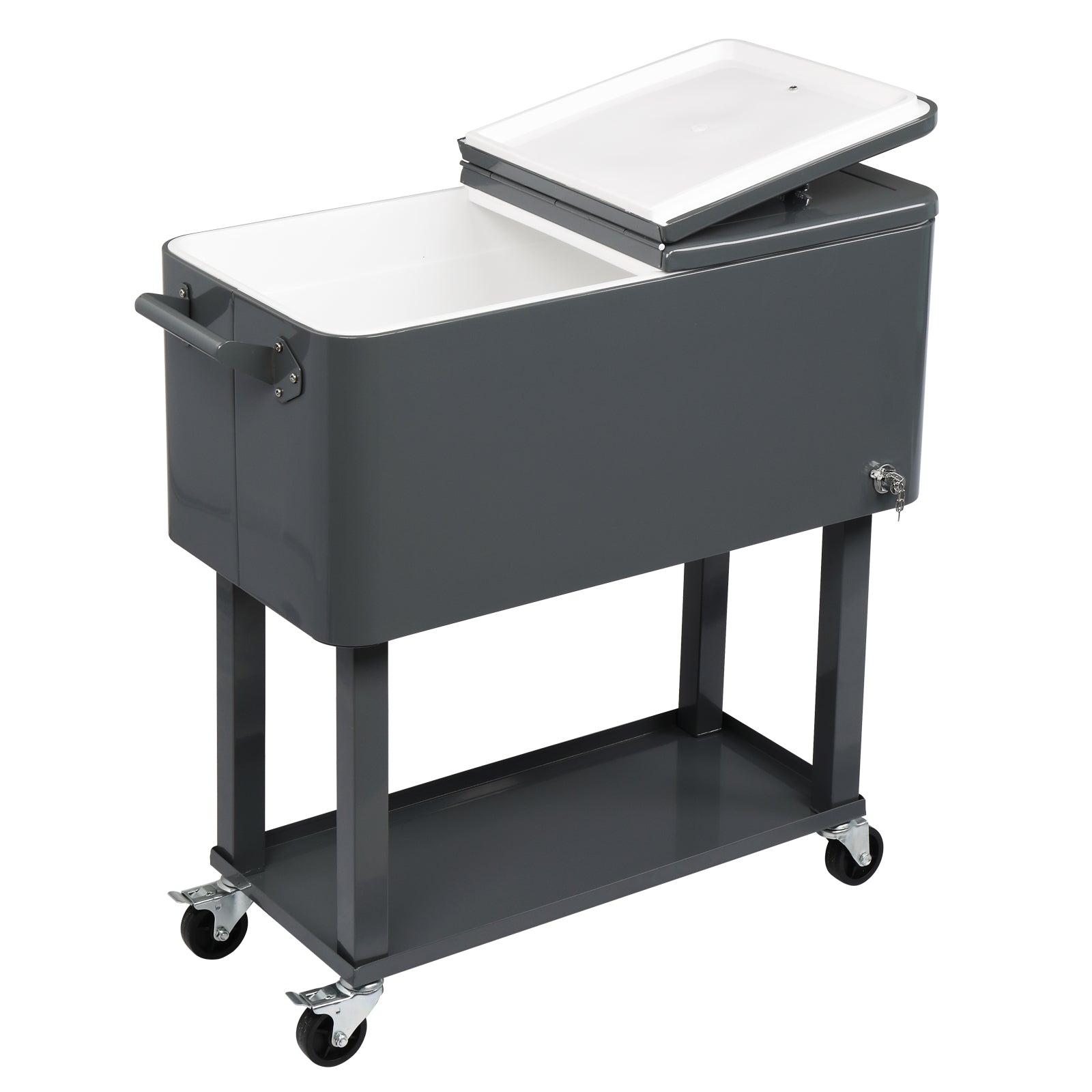 HAOYYE Rectangular Plastic Box Iron Foot Tube Refrigeration and Insulation Cart, Portable Cooler with Bottle Opener and Locking Casters for Outdoor Events