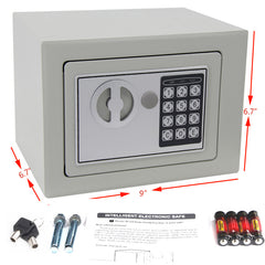 HAOYYE Digital Keypad Safe Light Gray Home Security Steel Box with Programmable Electronic Lock Compact Money and Valuables Storage for Office Dorm Apartment and Personal Use