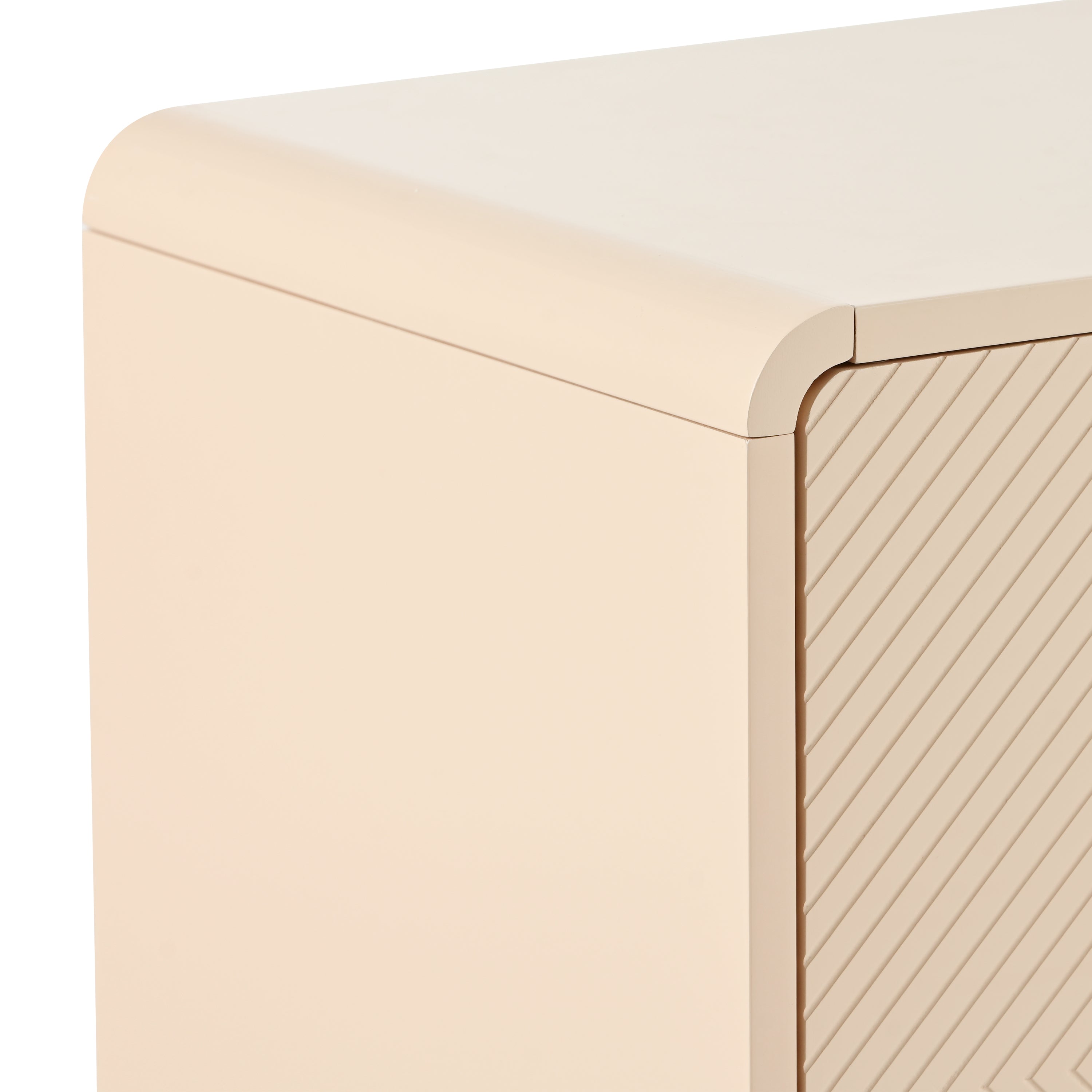 HAOYYE Minimalist Style 60"L Large Storage Space Sideboard with 4 Doors and Rebound Device for Living Room and Entryway (Apricot Cream) Sturdy Space-Saving Heavy Duty Modern Design Adults
