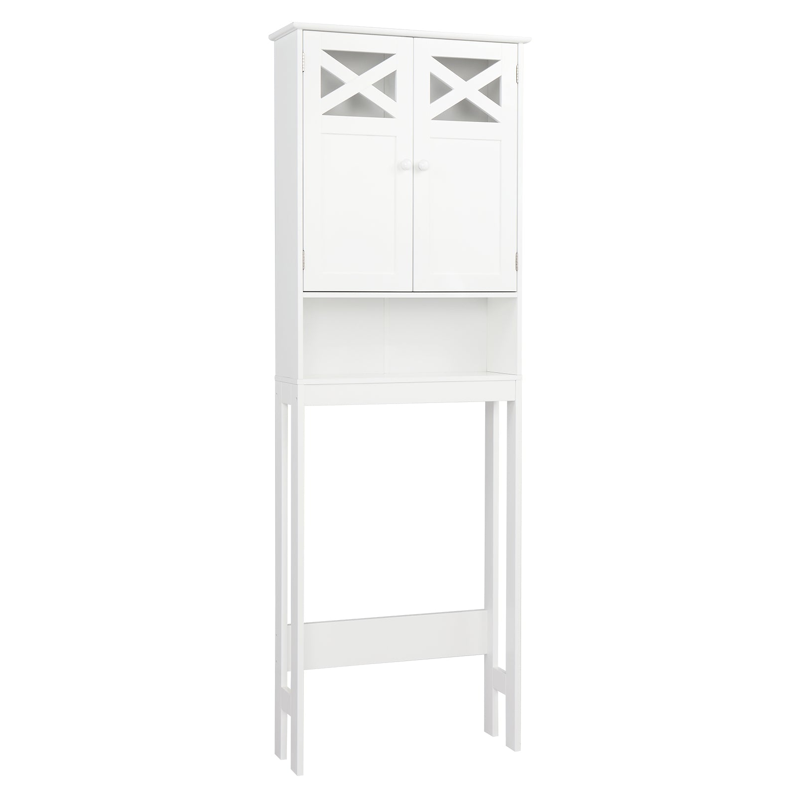 HAOYYE Double Door Fork Toilet Cabinet White, Bathroom Storage Organizer with Spacious Shelves and Durable Construction, Stylish Space-Saving Design for Efficient Bathroom Organization and Easy Access